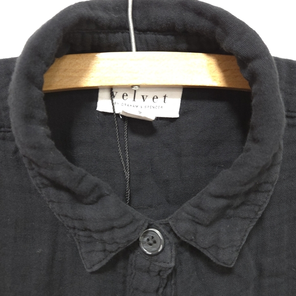 VELVET By Graham & Spencer Elia Cotton Gauze Jumpsuit Small Black - Picture 9 of 16